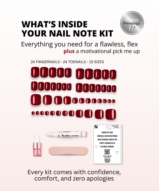 Short Glossy Red Square Press on Nails | Fingers and Toes by The Nail Note | Press on Nails that don't hurt