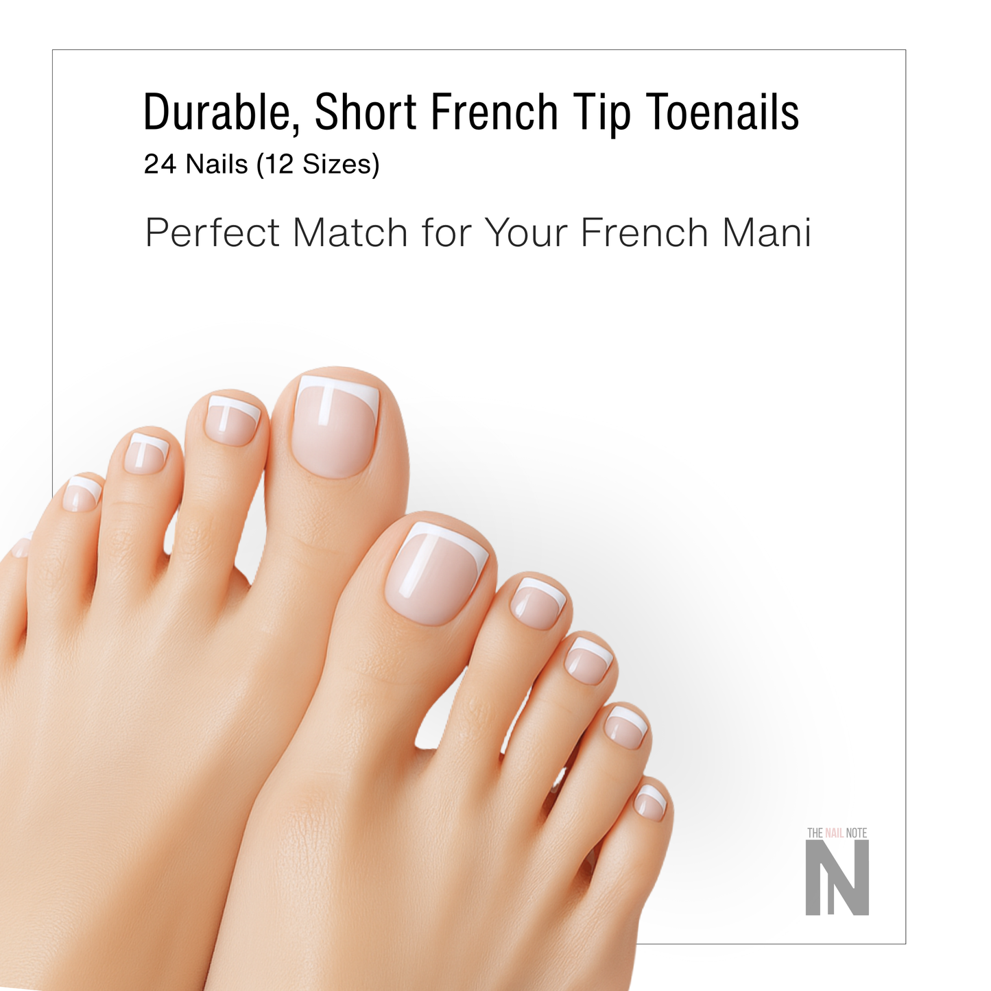 Short French Tip Press On Nails – 48pc Mani + Pedi Set