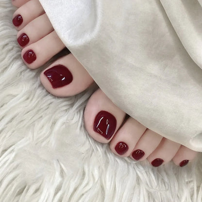 Short Glossy Red Square Press on Nails | Fingers and Toes by The Nail Note | Press on Nails that don't hurt
