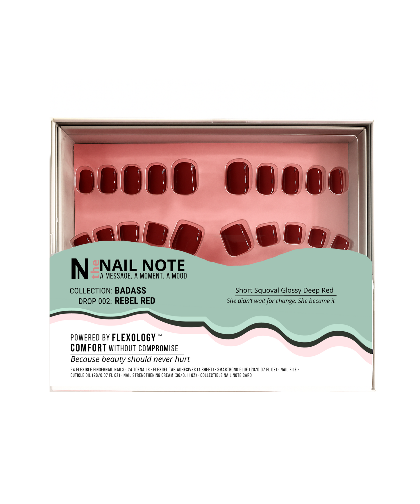 Short Glossy Red Square Press on Nails | Fingers and Toes by The Nail Note | Press on Nails that don't hurt