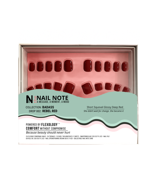 Short Glossy Red Square Press on Nails | Fingers and Toes by The Nail Note | Press on Nails that don't hurt